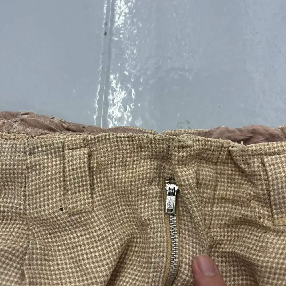 Vintage 40s Glen-More Beige Pattern Rayon Pants 29x29